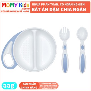 Bộ bát thìa ăn dặm cao cấp aag hàn quốc có ngăn nghiền thức ăn kèm thìa nĩa