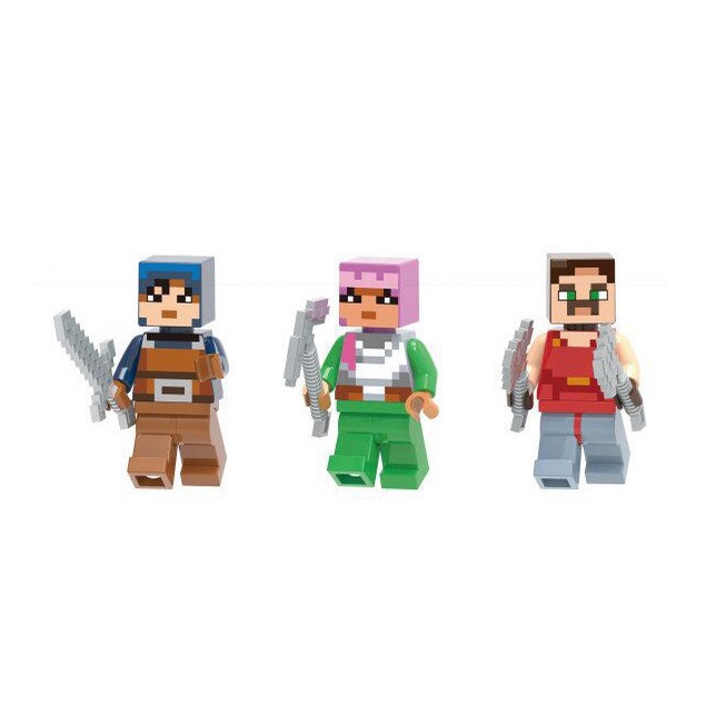 Bộ 3 nhân vật minifigures Minecraft X0299-4