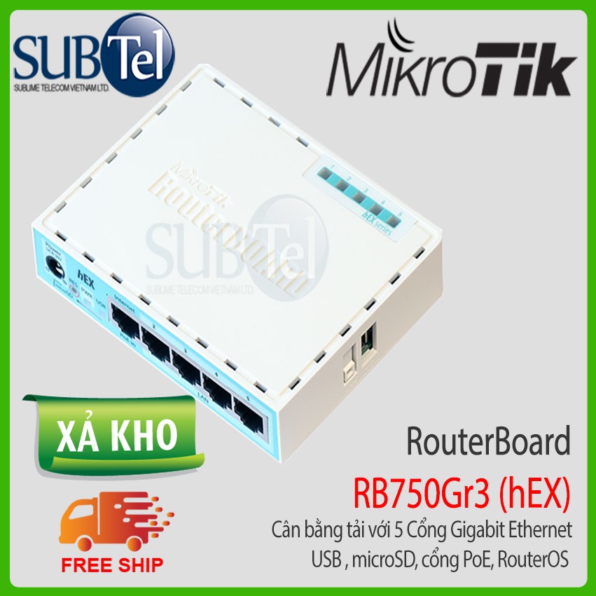 [Chính Hãng MIKROTIK] Router Cân Bằng Tải RB750Gr3 hex new fullbox - Subtel - GIÁ RẺ - chịu tải cao 100 - 120 kết nối