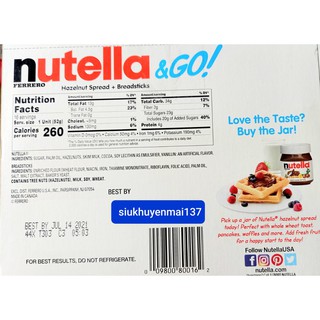 BÁNH QUE CHẤM SOCOLA NUTELLA & GO BREADSTICKS 52 GR