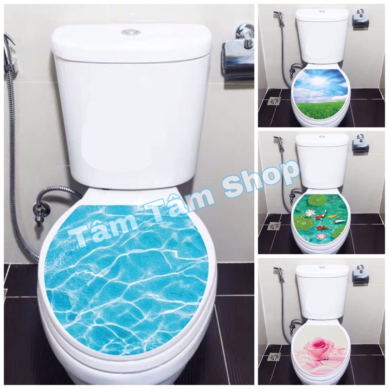 Decal dán trang trí Toilet, chất liệu cao cấp chống thấm nước, sẵn keo dán mặt sau.