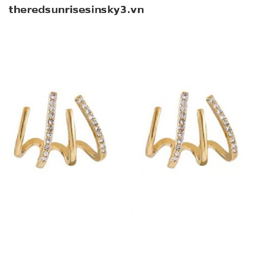 Bông Tai Đính Đá Bốn Hàng Thời Trang Hàn Quốc Cho Nữ