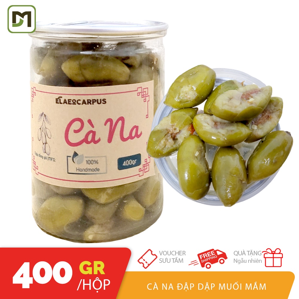 Hộp 400gr cà na đập dập mắm muối ớt tây ninh đủ vị chua cay ngọt chát giòn không chất bảo quản