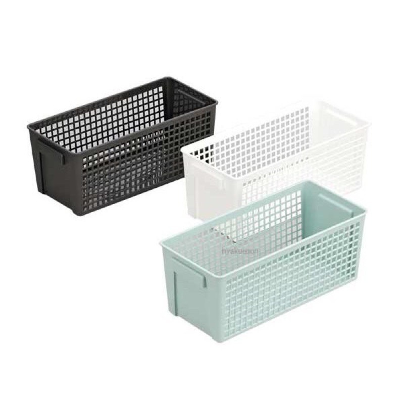 Giỏ đựng đồ dáng dài nhựa cao cấp Inomata Nội địa Nhật Bản 28,7x13x11,5cm màu trắng xanh nâu