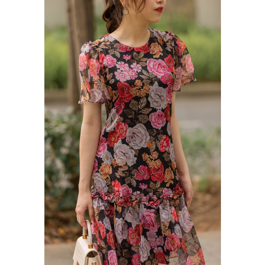 Váy Voan Hoa Hồng, 2 Lớp Đuôi Cá Evalover | BigBuy360 - bigbuy360.vn