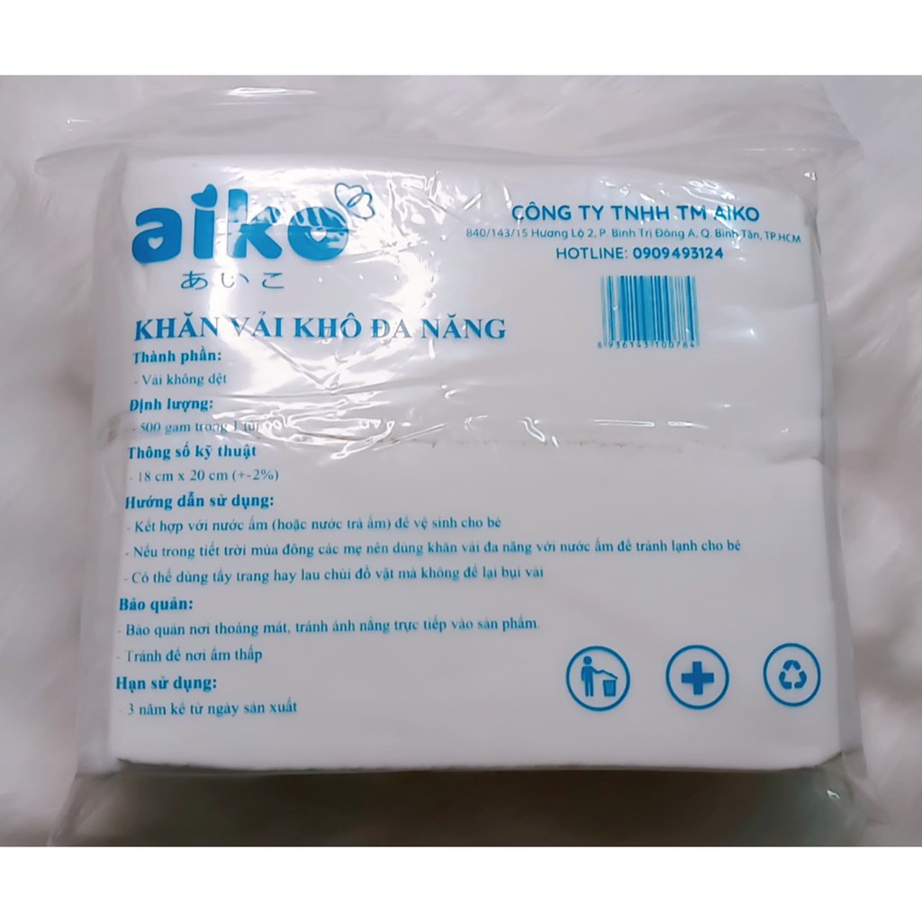 Khăn vải khô đa năng Aiko cho bé (270 tờ)