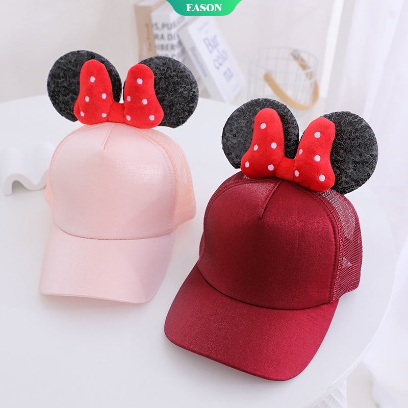 Nón Bóng Chày Đính Nơ Tai Chuột Mickey Thời Trang Mùa Hè Dành Cho Bé Gái 2022