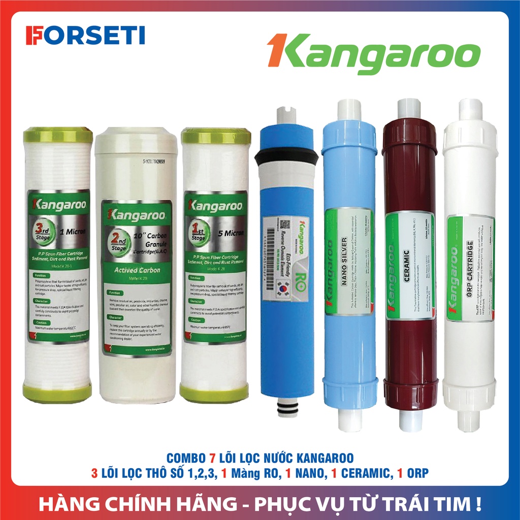 Trọn bộ 7 lõi lọc nước Kangaroo chính hãng dùng cho máy lọc nước Kangaroo KG114