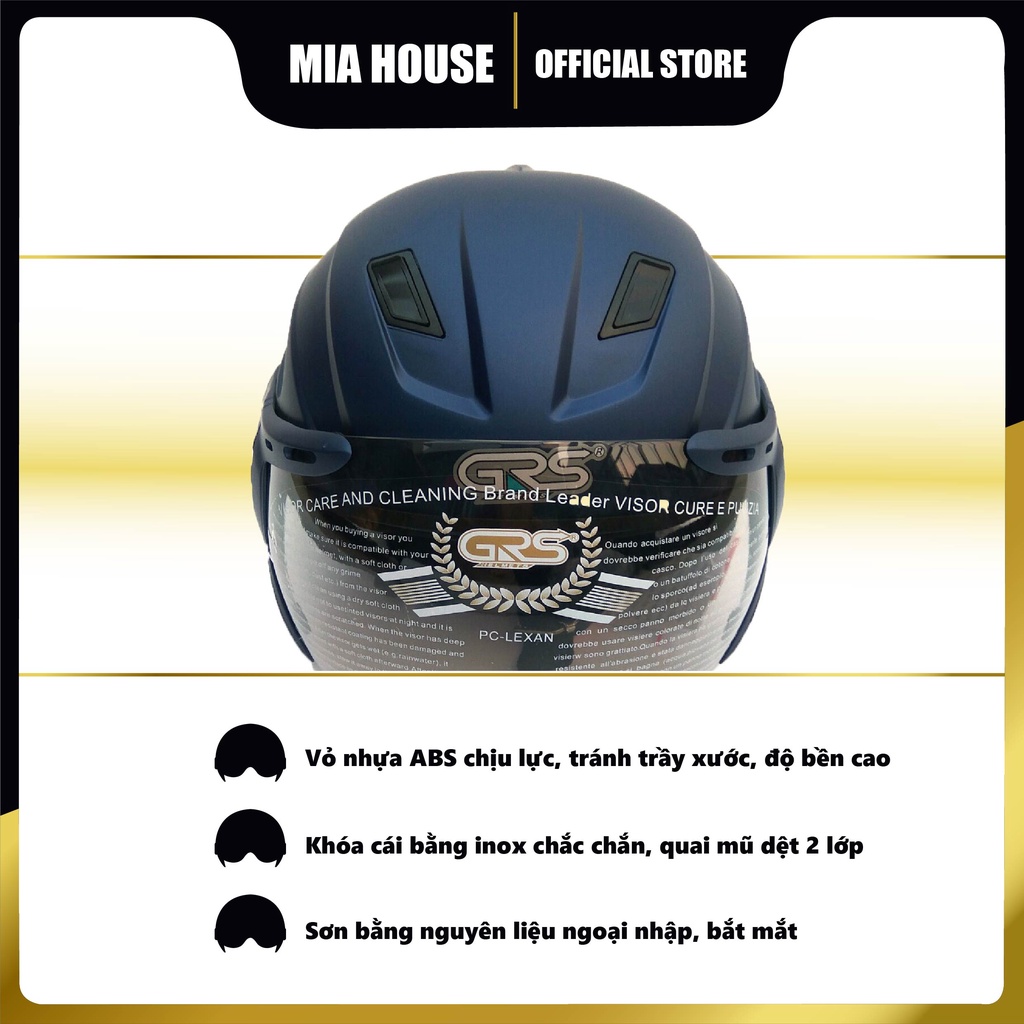 Mũ bảo hiểm nam nữ nửa đầu 1/2 có kính âm GRS A737K freesize nhiều màu siêu hot