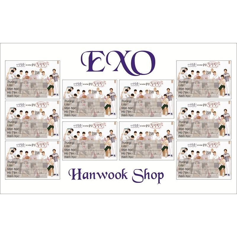 Nhãn Vở EXO - có nhiều mẫu Kpop (Suho, Xiumin, Lay, Baekhyun, Chen, Chanyeol, D.O., Kai, Sehun)