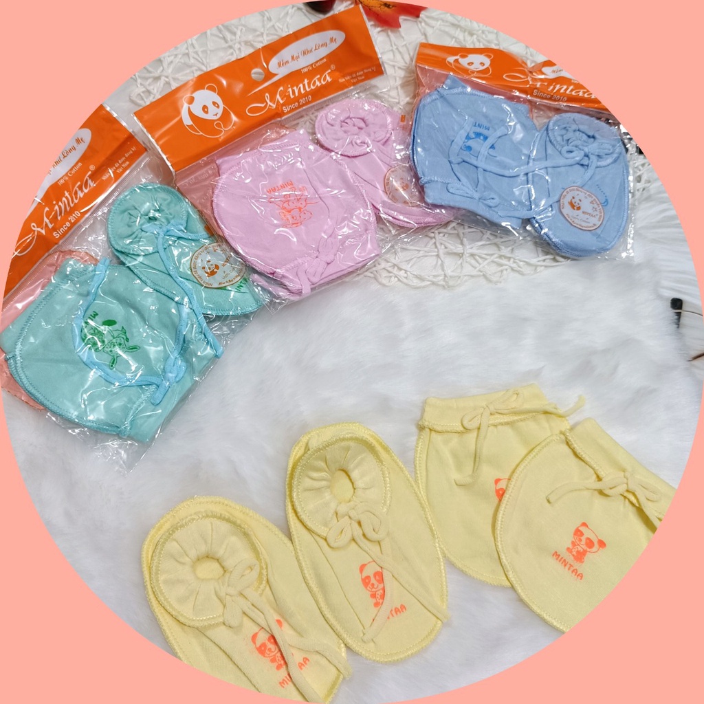 Bao tay chân cho bé loại buộc dây loại đẹp, vải cotton