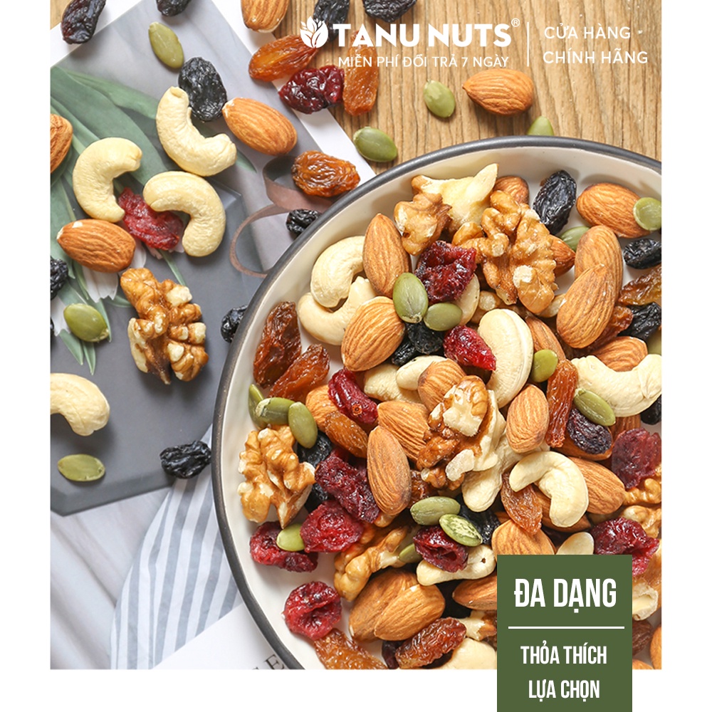 Hạt mix dinh dưỡng granola 4 loại hạt 350g, ngũ cốc ăn kiêng giảm cân gồm macca, bí xanh, hạnh nhân, điều