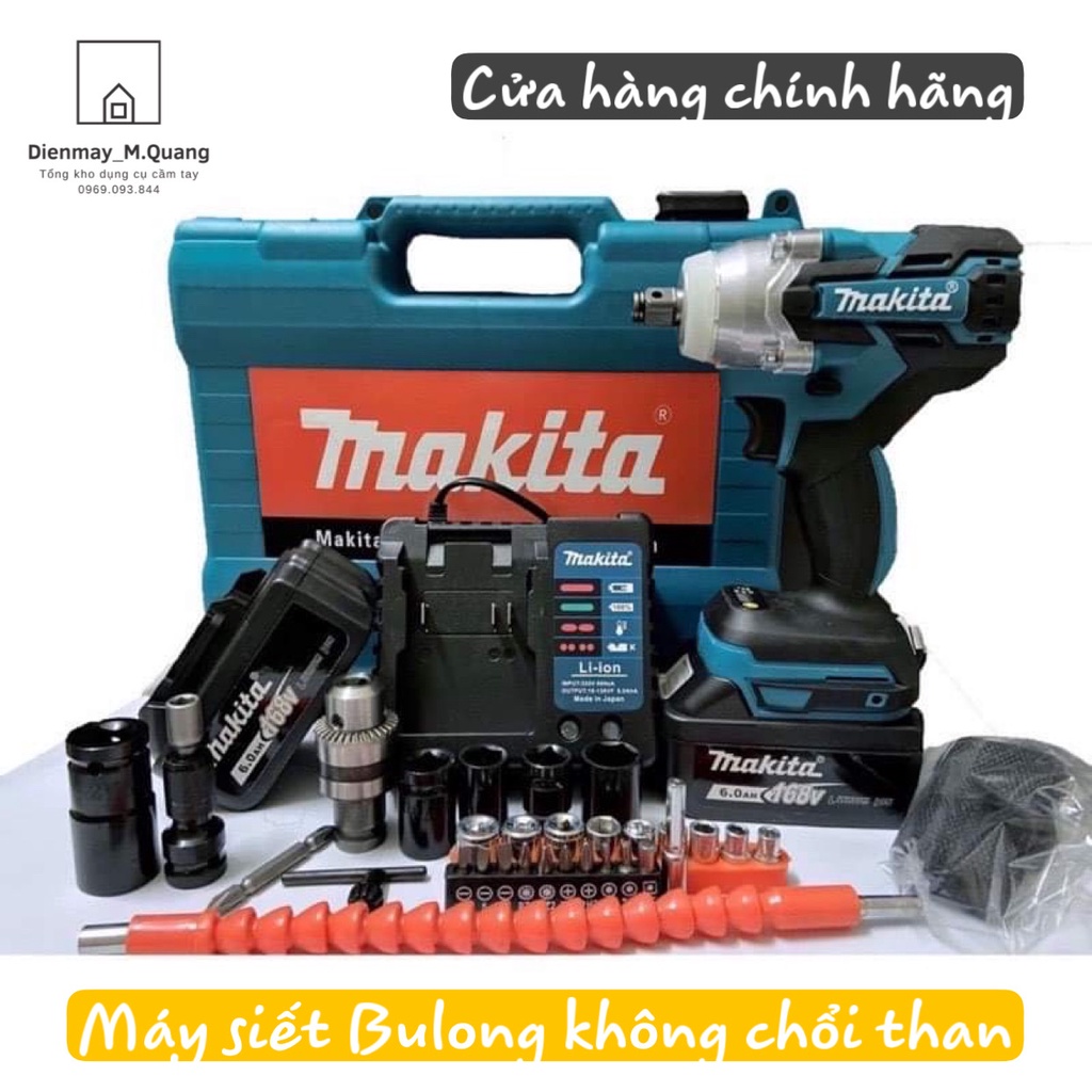 Máy siết bulong Makita 3 tốc độ, không chổi than, lõi đồng, loại 1 - full phụ kiện