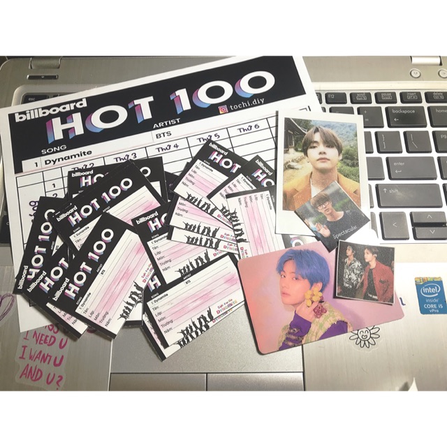 Set 45 sticker nhãn vở BTS NO1 BILLBOARD HOT100 giá 50k có kèm gift