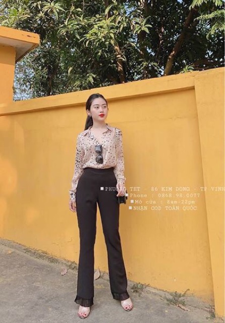 Áo sơmi tơ họa tiết ngàn sao, áo dài tay