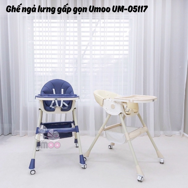 Ghế Ăn Dặm Ngả Lưng Gấp Gọn Có Bánh Xe Umoo UM-05117 UM-05142
