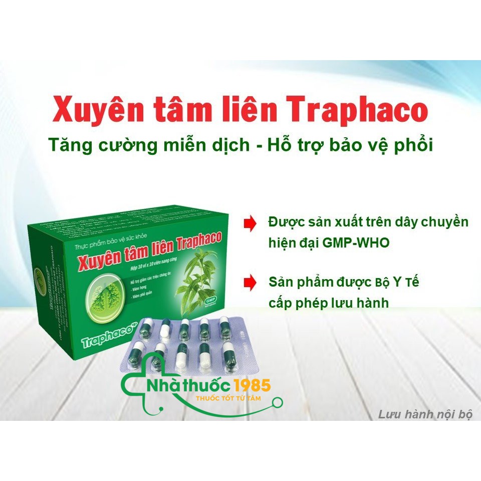 Xuyên tâm liên viên nang cứng hộp 100 viên