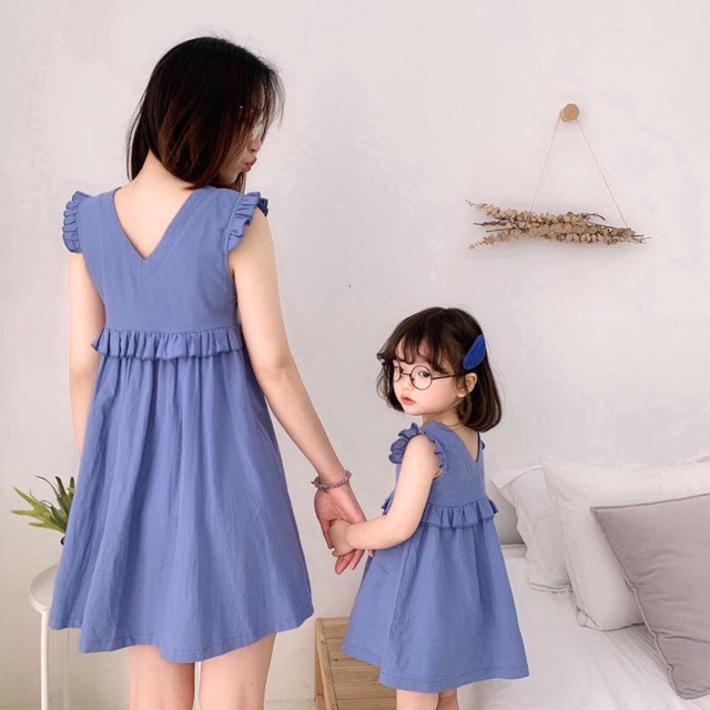 Set váy mẹ bé bèo eo xinh xắn