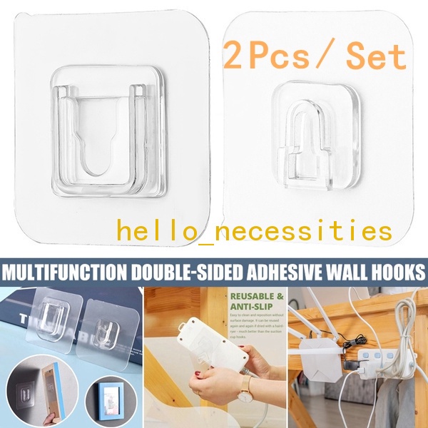 Set 2 Cặp Móc Treo Đồ Trong Suốt Chống Thấm Nước Và Dầu Tiện Dụng Cho Nhà Bếp / Nhà Tắm