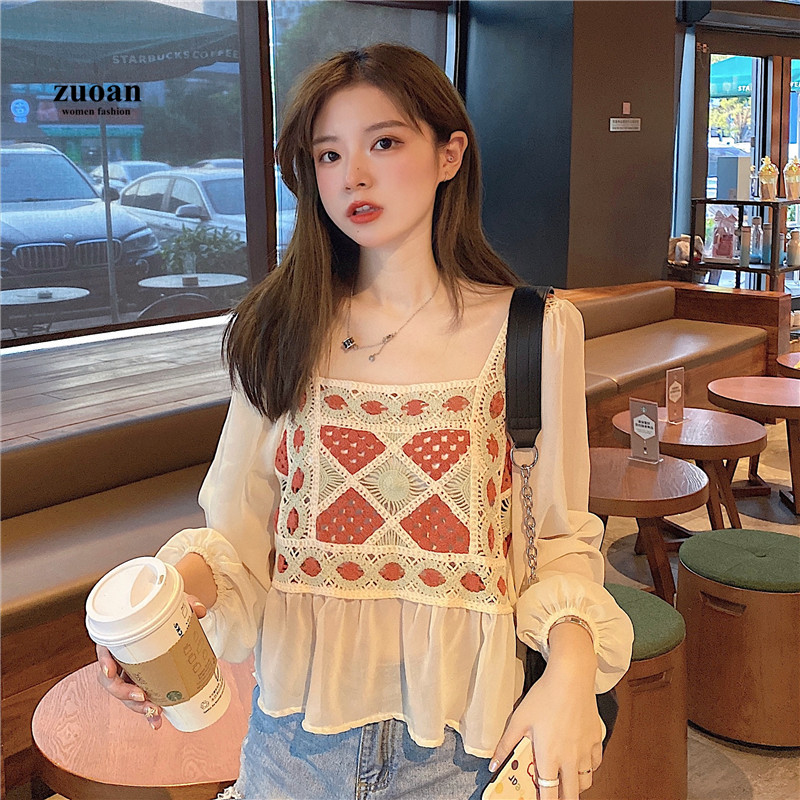 SUXI Áo kiểu tay dài thời trang xinh xắn dành cho nữ