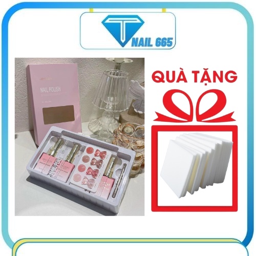 [ TẶNG CHARM GẤU GẮN MÓNG NAIL ] Sét sơn gel móng tay nail , Sơn móng tay nail  4 màu tặng bảng màu xinh