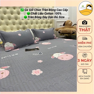 Ga giường trần bông và 2 vỏ gối cotton 100% cao cấp đủ size nệm