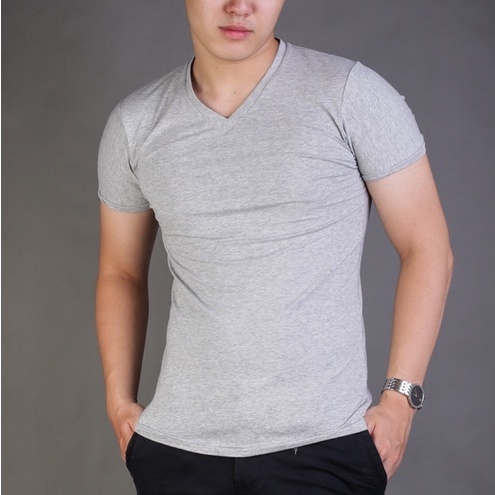 Áo Thun Cổ Tim Ngắn Tay Andromeda Màu Xám Phom Xuông Dùng Chung Nam Nữ Vải Dày Mịn Không Xù Lông