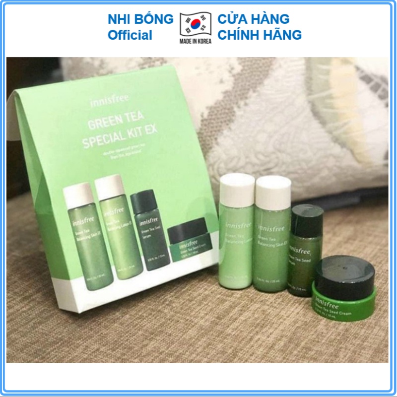 Bộ dưỡng da - Bộ dưỡng ẩm chiết xuất từ lá Trà Xanh Innisfree Hàn Quốc Mẫu Mới [Hàng Auth Hàn Quốc]