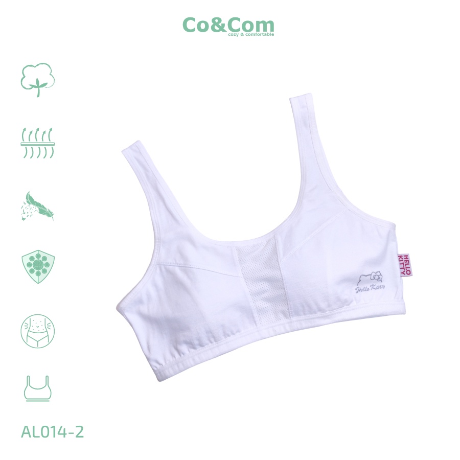 Áo Lá Học Sinh, Áo Lót Bé Gái Cotton Và Lưới Thoáng Khí Co&Com AL014 2 Lớp Mềm Mịn, Co Giãn