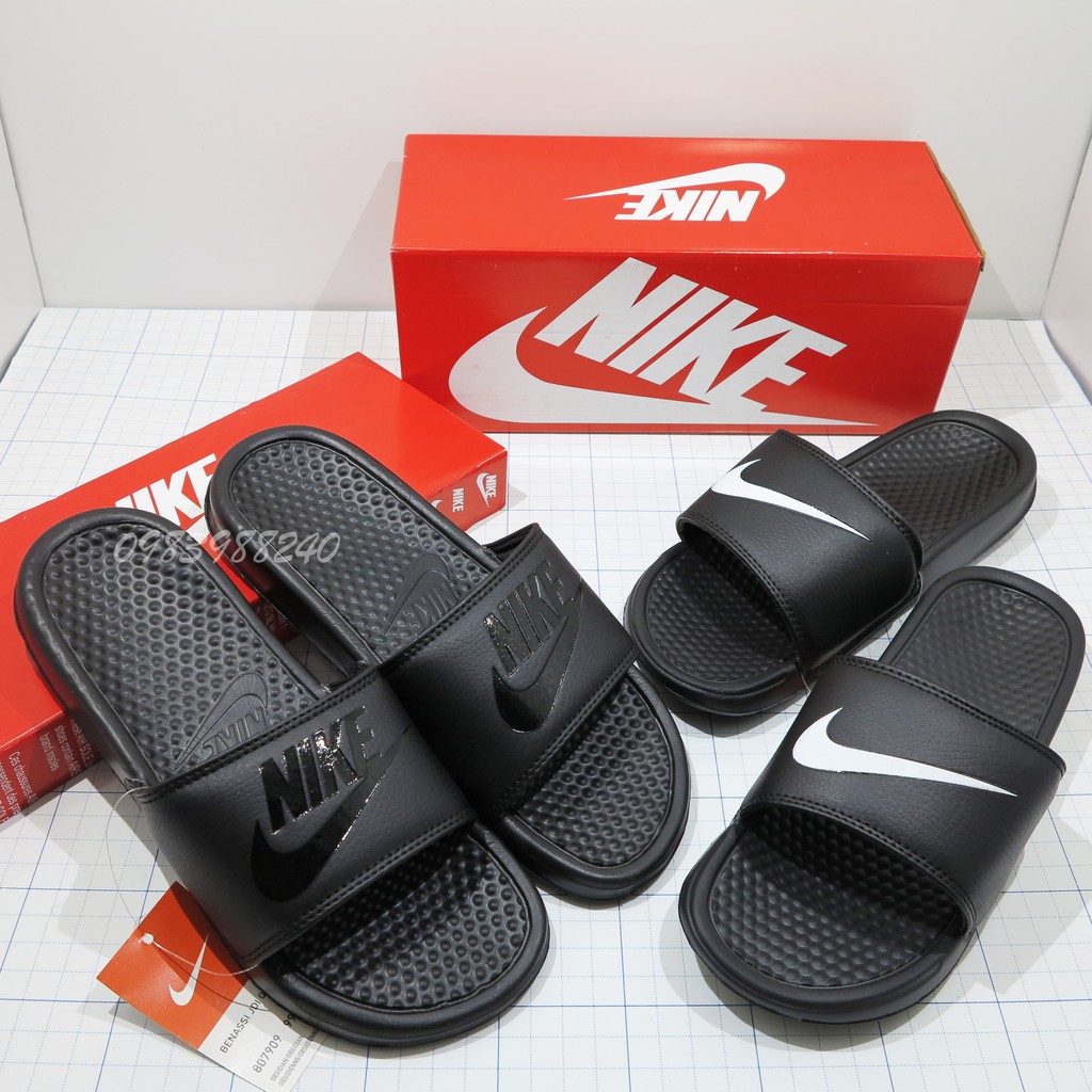 [Hộp Nike] Dép Nike Nk quai ngang nam nữ đầy đủ tem, mác, lót dày, tem size in nhiệt trong lót, tặng hộp hãng.