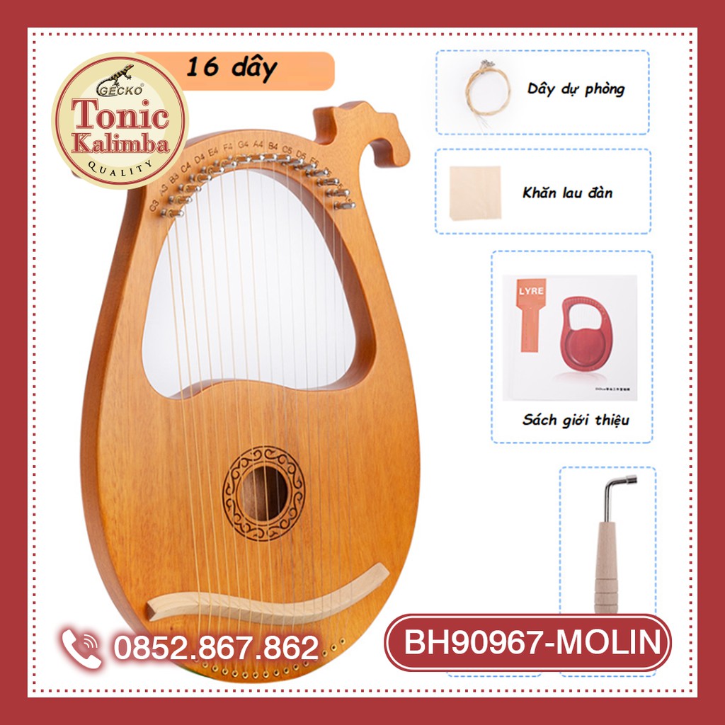 [LYRE 16 DÂY] Đàn Lyre 16 dây BH90967-MOLIN Harp đầy đủ phụ kiện kèm theo như hình âm vang hay trong , ấm