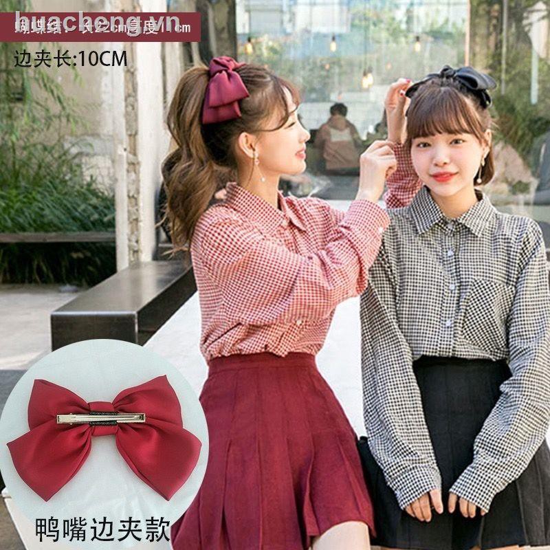 Thẻ phát hành✸◕✱INS south Korean big bowknot hairpin Japanese lolita cloth art hair spring rope tire side clamp femal