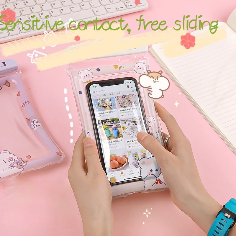 Túi khí đựng điện thoại trong suốt chống nước họa tiết hoạt hình dễ thương