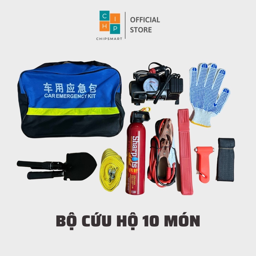 Bộ dụng cụ cứu hộ dành cho xe ô tô đa năng 9,10 món, khắc phục các sự cố cho xe hơi