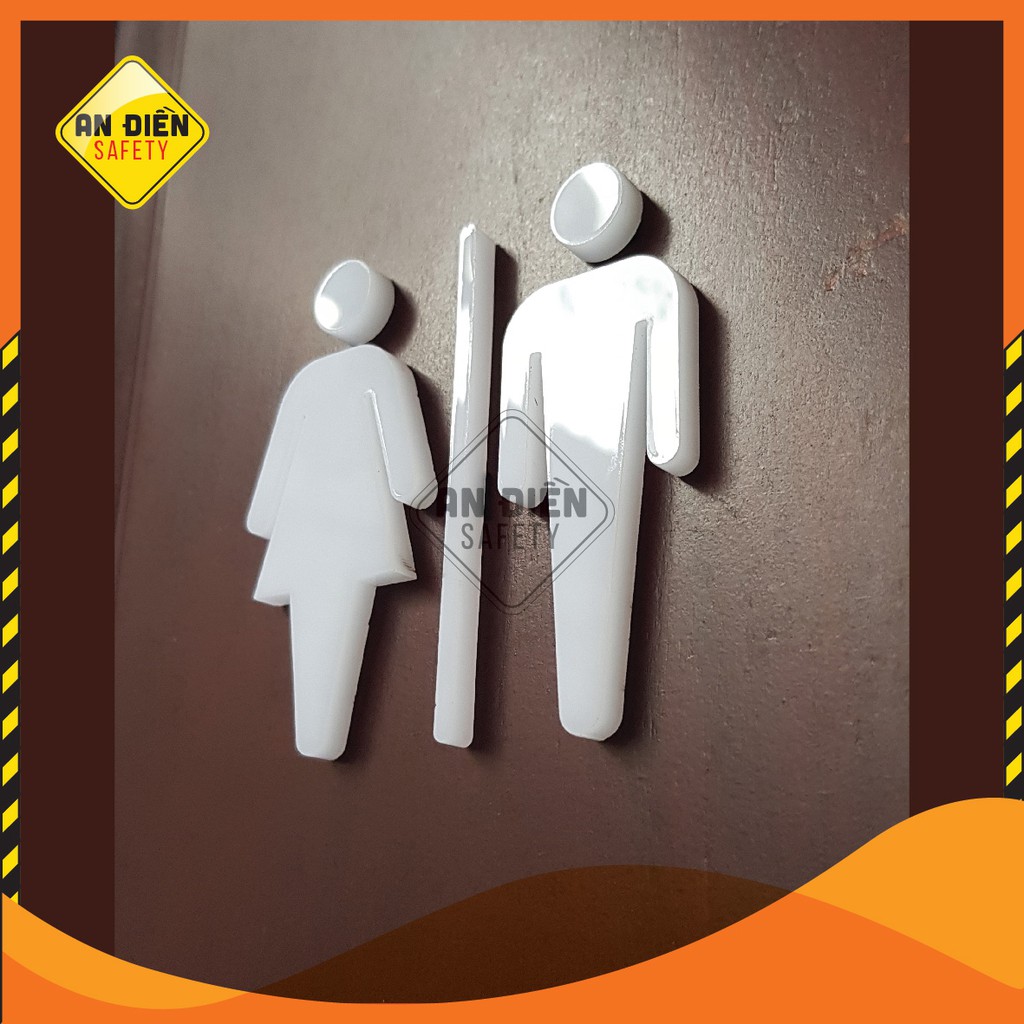 Biển báo An Điền Safety - Bộ mica cao cấp gắn phòng vệ sinh Nam Nữ, kèm 2 mũi tên chỉ dẫn | BigBuy360 - bigbuy360.vn