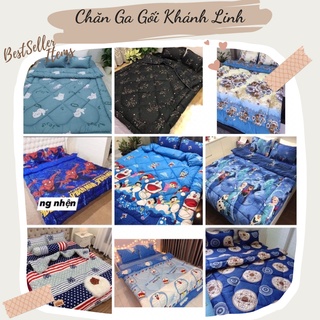 Bộ 5 món ga gối và chăn phao cotton poly chần bông dày loại 1 mềm êm được chọn mẫu
