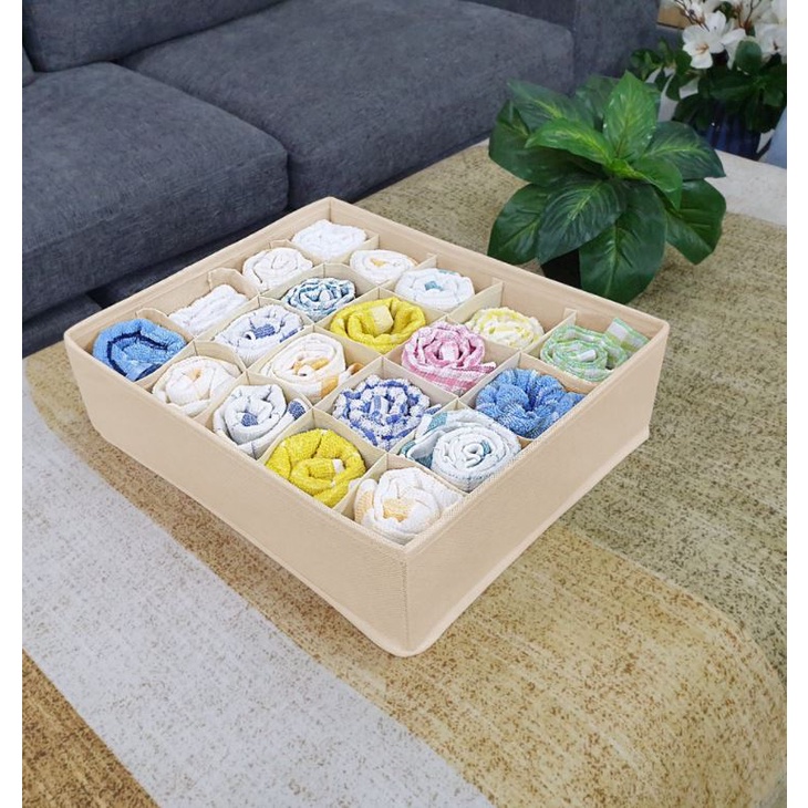 [3 Túi Hộp Cứng] Set 3 túi hộp vải đựng đồ lót quần áo tất vớ đồ em bé bằng vải không dệt