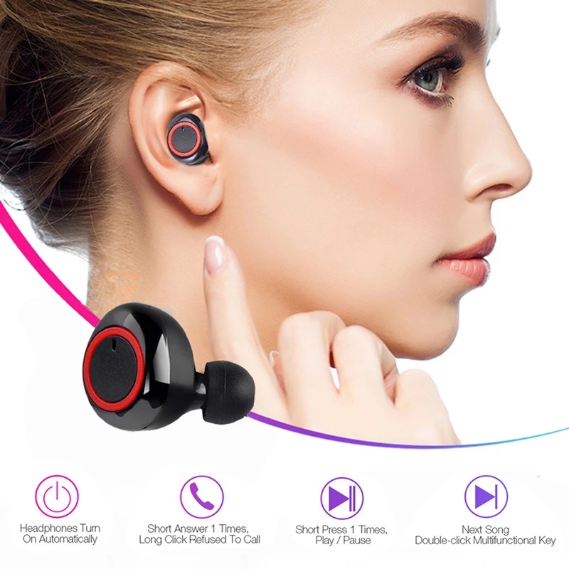 Tai nghe bluetooth 5.0 không dây TZUZL Y50 TWS kèm hộp sạc chuyên dụng