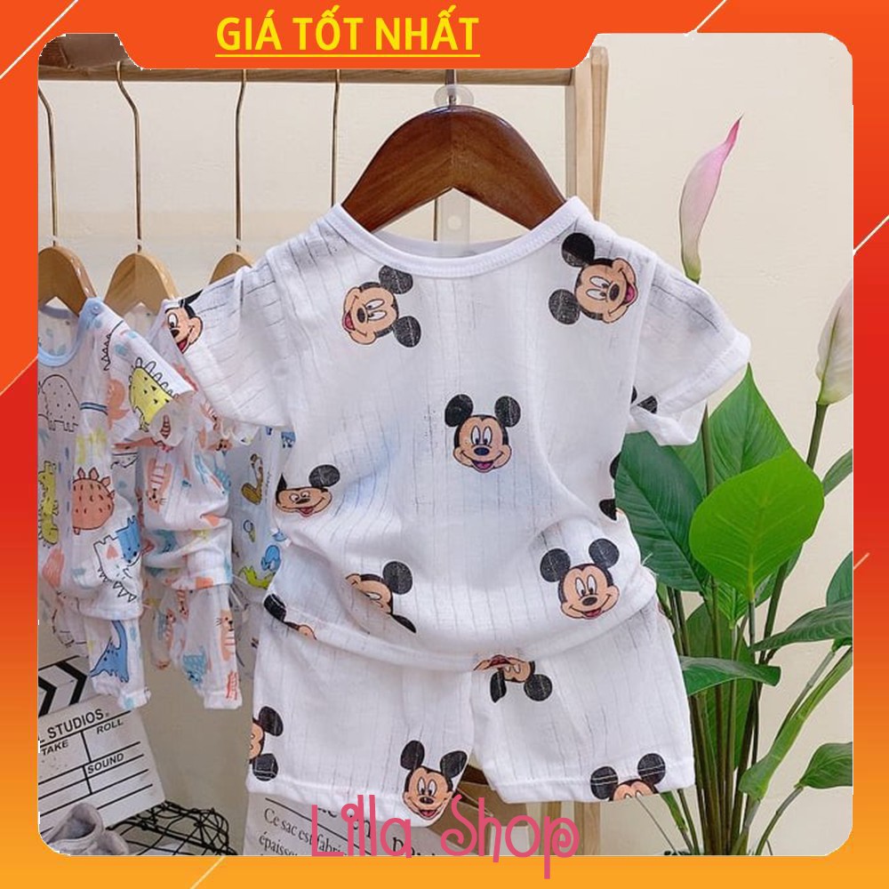 Bộ Cotton giấy cộc tay cài vai cho bé (0-25kg)