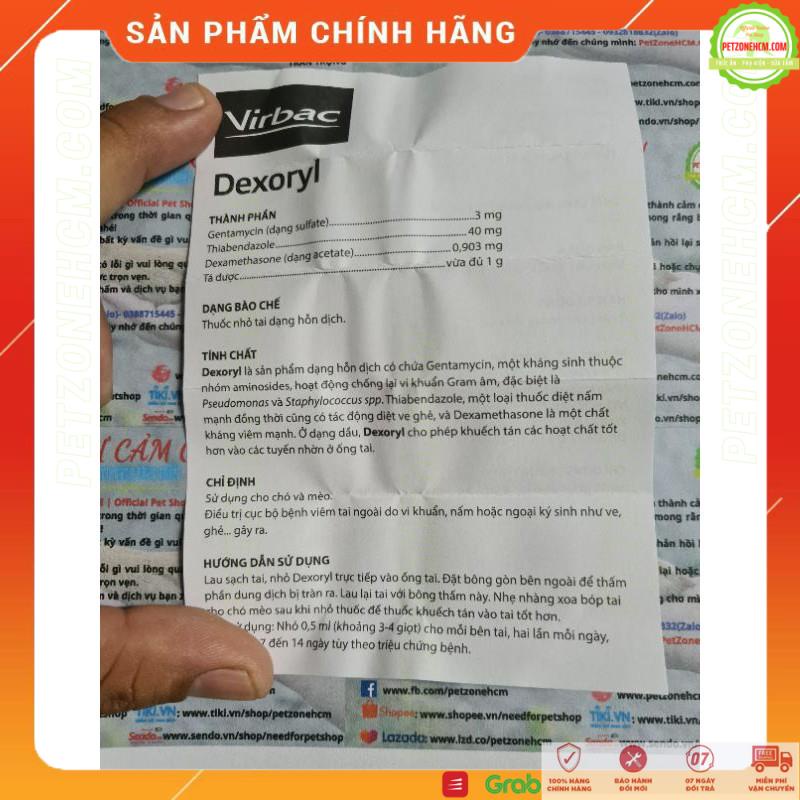 Nhỏ tai chó mèo Virbac Dexoryl 10g, Pháp ️ FREESHIP ️ Dexoryl chữa bệnh tai mủ,viêm tai ngoài,nấm,ngoại ký sinh ve ghẻ
