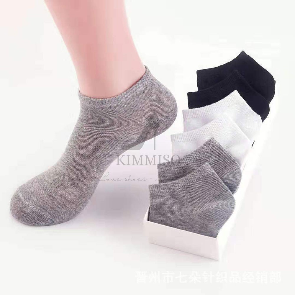 [Siêu sốc] Vớ cotton 3 màu đen-trắng-xám cổ ngắn không thể thiếu dành cho mọi người - Kimmiso VO3