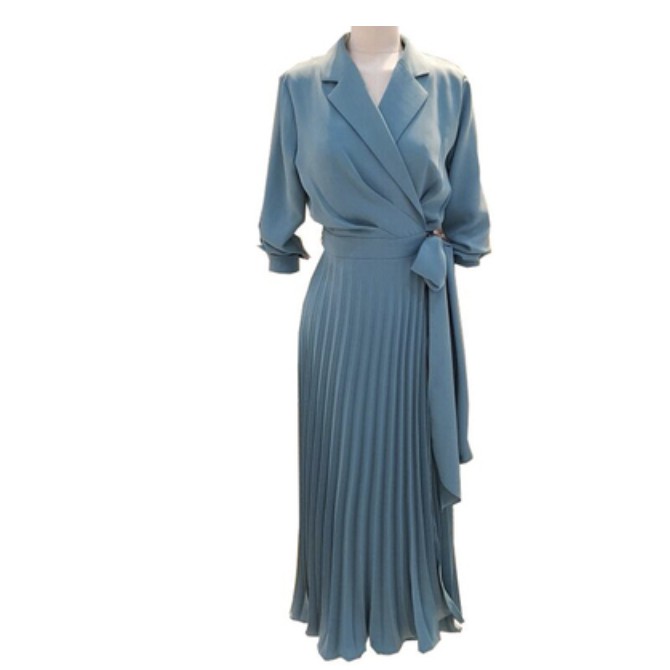 [Hoàng Thị Boutique]Đầm Cổ Vest Thiết Kế Cao Cấp Chất Liệu Mềm Mịn