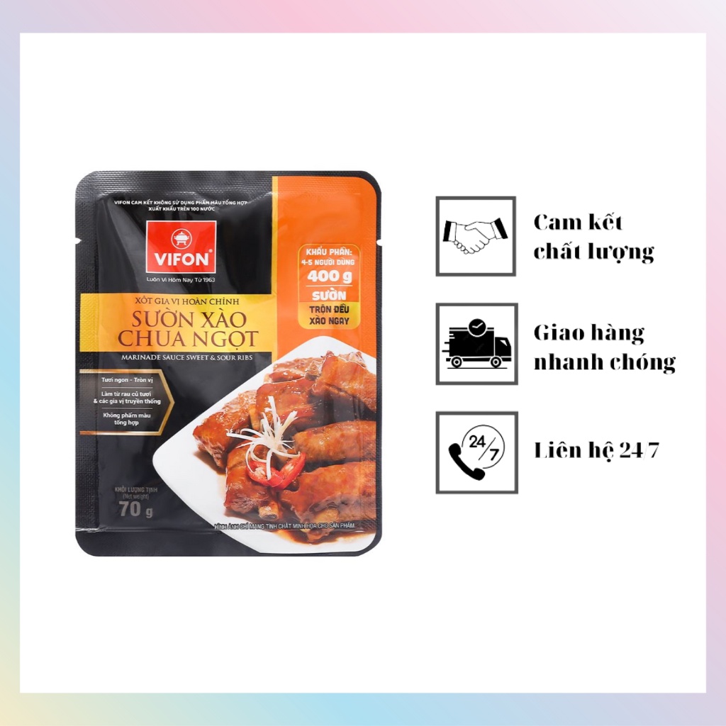 Gói gia vị sườn xào chua ngọt,sốt gia vị hoàn chỉnh sườn xào chua ngọt Vifon 70 gram