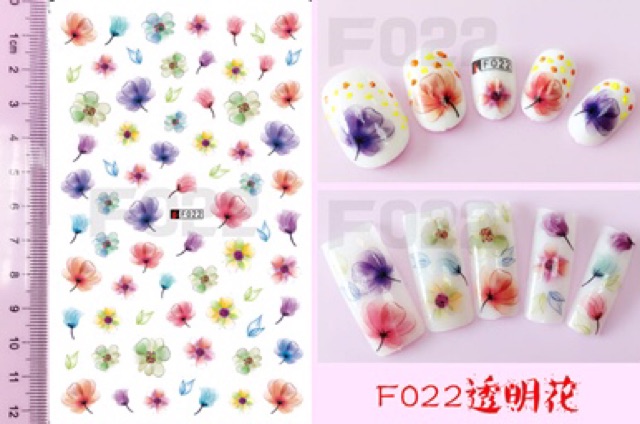 Sticker hình hoa 3d dán móng trang trí nail đẹp