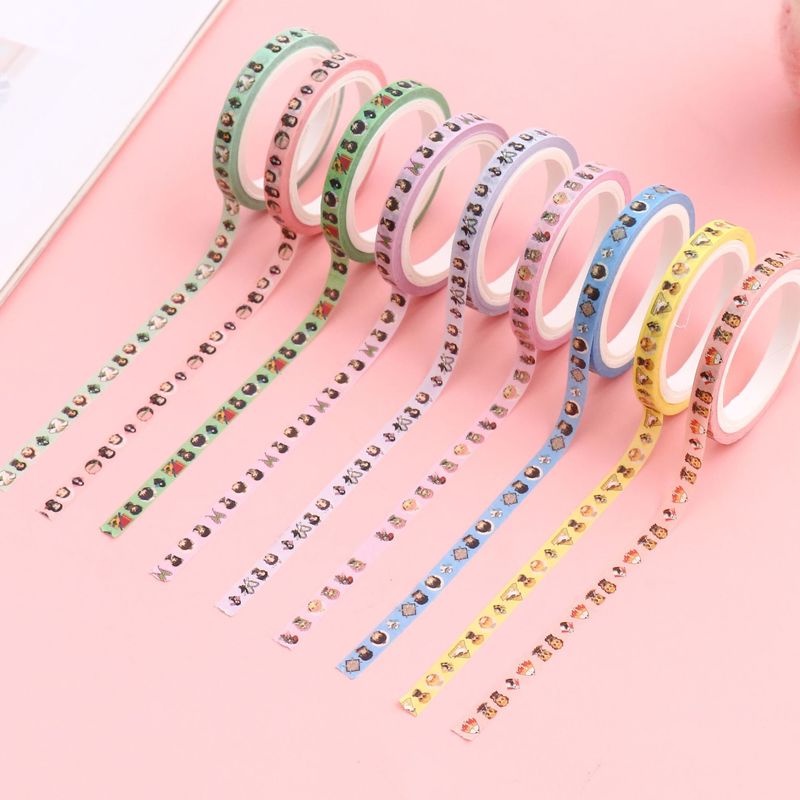 Cuộn Băng Keo 0.5cm Họa Tiết Hoạt Hình Demon Slayer Nhiều Màu Sắc DIY