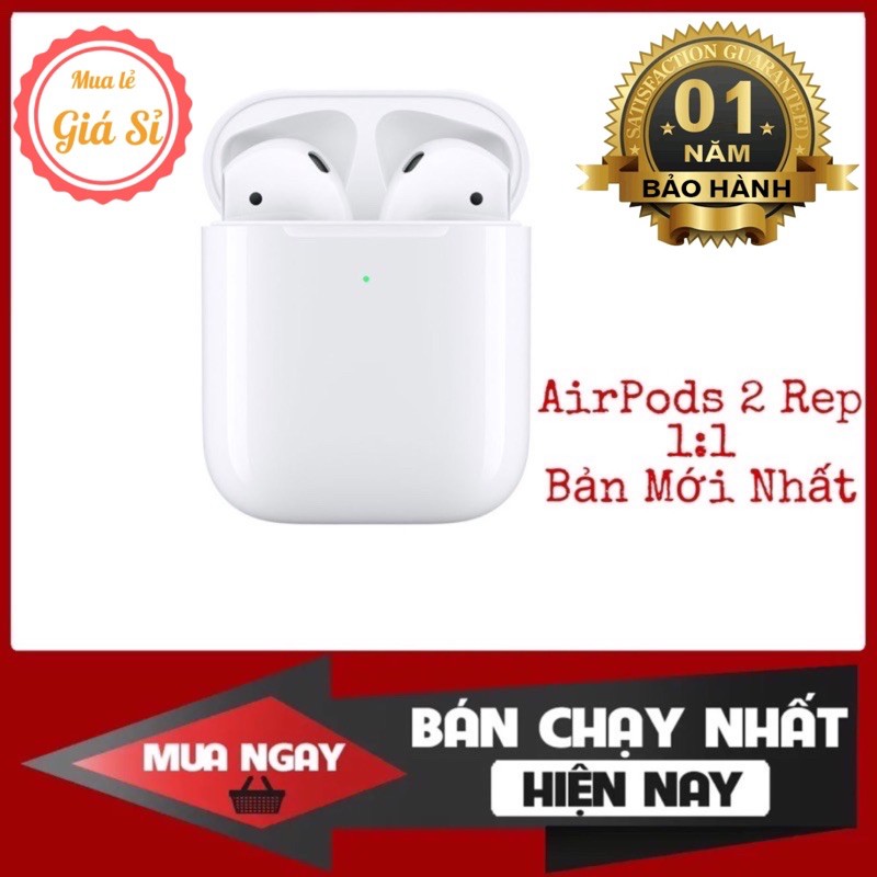 Airpods 2 Định Vị - Đổi Tên - Tai Nghe Bluetooth Nhét Tai Không Dây - Sạc Không Dây - Tháo Tai Dừng Nhạc Phiên Bản 2021