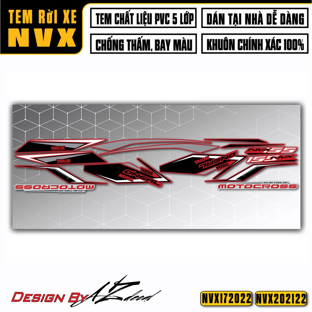 Tem Dán Xe NVX Thiết Kế ONEAL | NVX22 | Decal Rời Chống Nước, Bền Màu, Dành Cho NVX 125,155 2017 - 2021