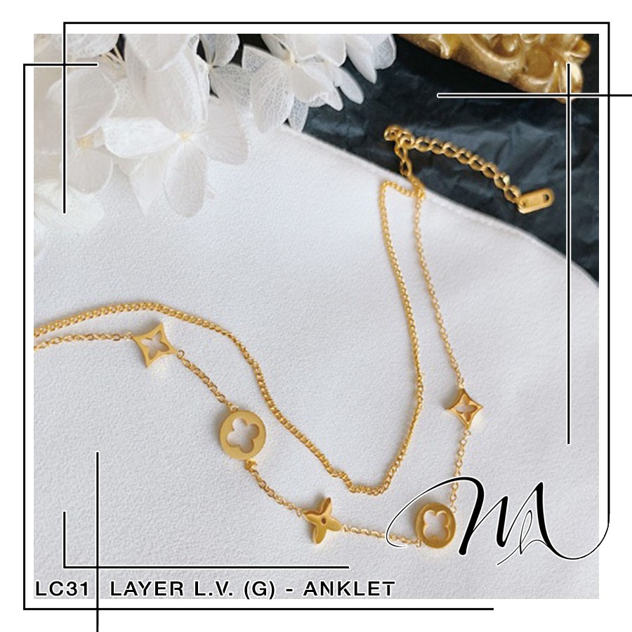 Lắc chân nữ Titan dây đôi hình cánh hoa rỗng xinh xắn - Măng’s House LC31