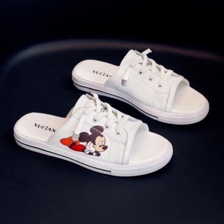 Giày Sục trắng hình micky