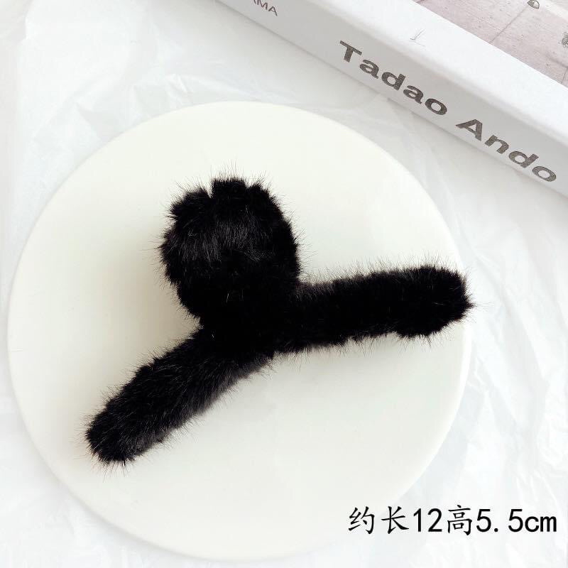 Kẹp tóc phủ lông nhung cỡ lớn phong cách Hàn Quốc thời trang thu đông xinh xắn cho nữ- Chizi Shop